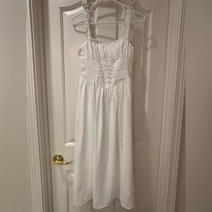 Commense White Smocked-Top Midi Sundress